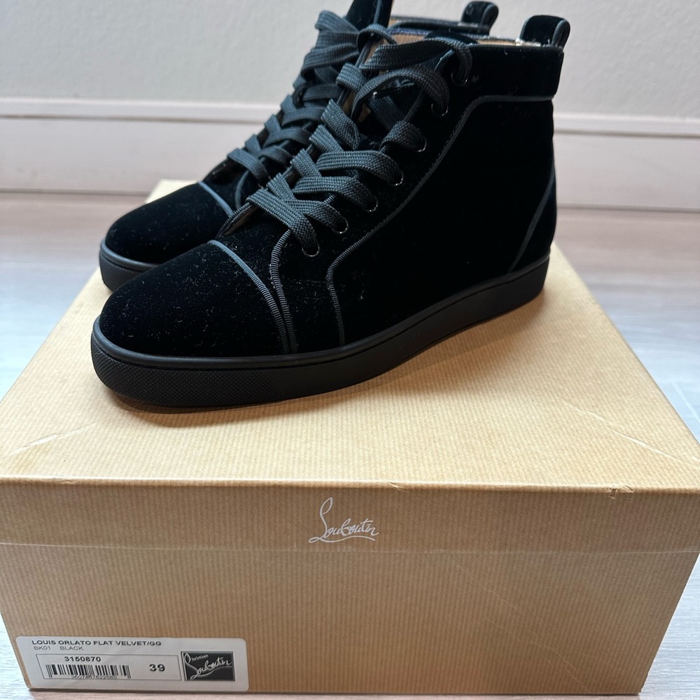 Christian Louboutin Men's Black Velvet Sneakers